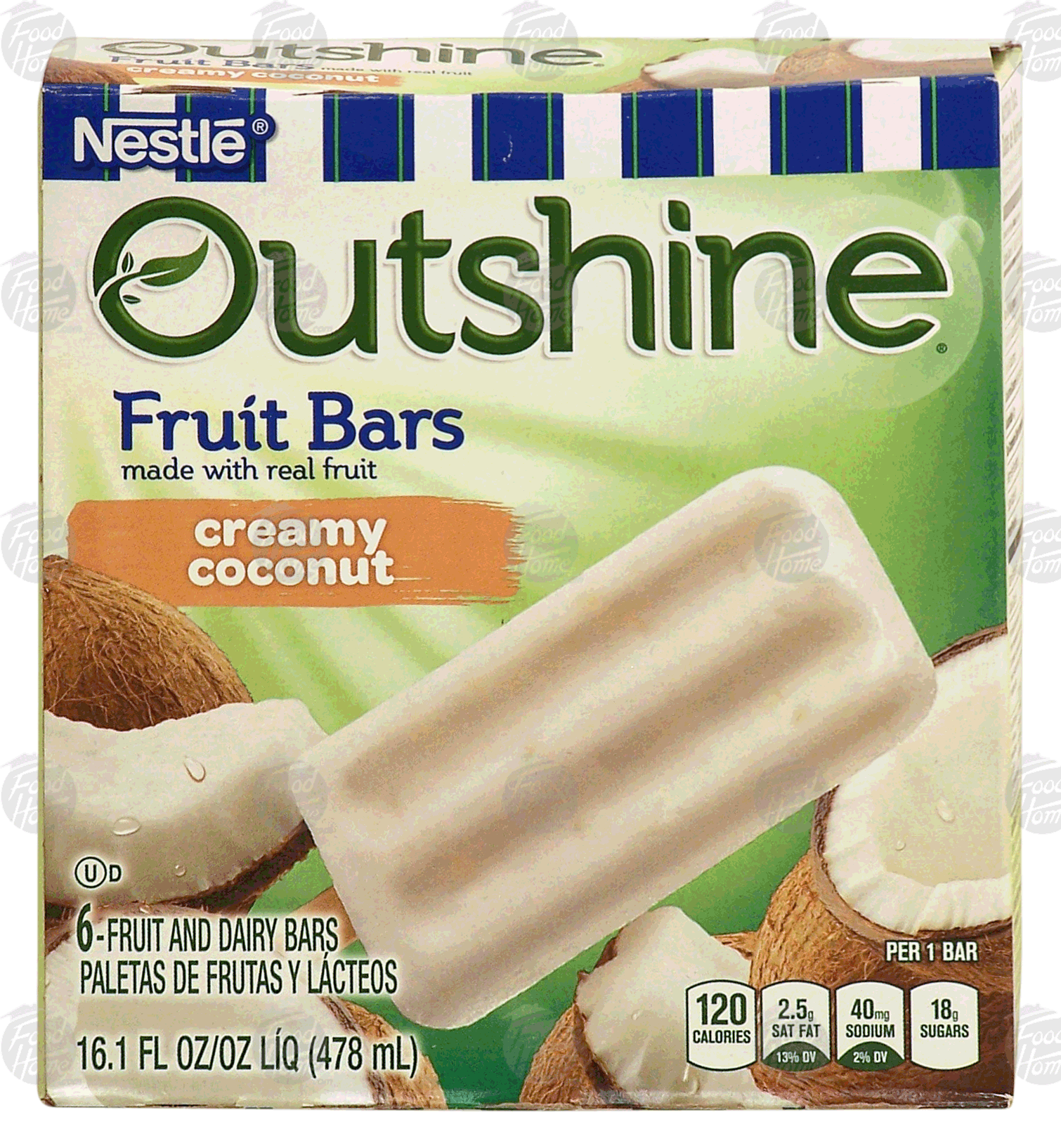 Nestle&nbsp;Outshine&nbsp;creamy coconut fruit bars made with real fruit, 6 bars Full-Size Picture